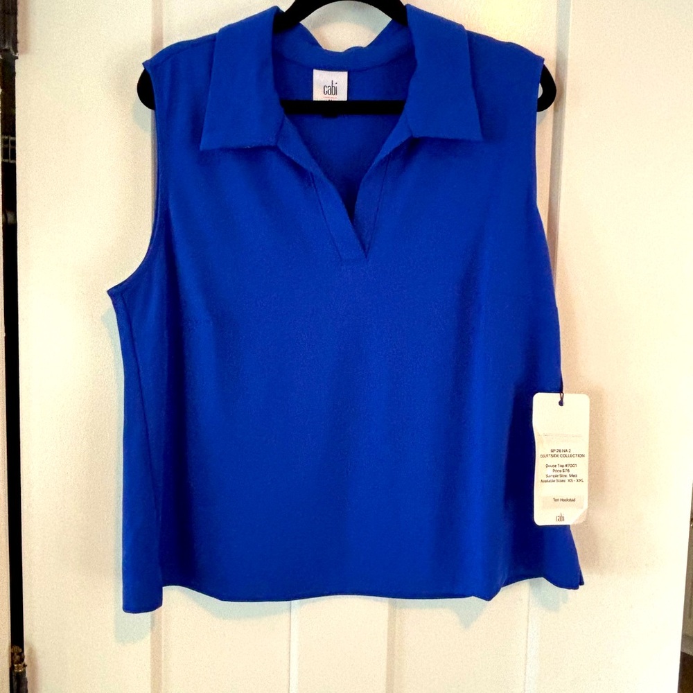 NWT CAbi deuce Top - Blue Sleeveless Blouse